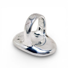 Sterling Hollow Modernist Oval Ring Size 8 3/4