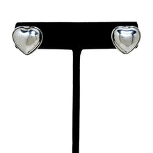 Sterling Taxco Bezeled Heart Post Earrings