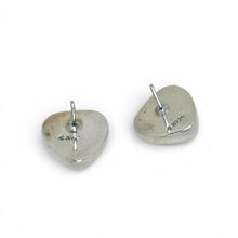 Sterling Taxco Bezeled Heart Post Earrings