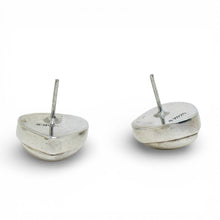 Sterling Taxco Bezeled Heart Post Earrings