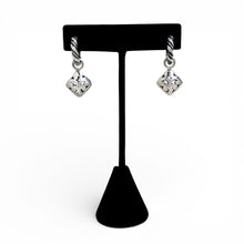 Twisted Sterling Hoops with Square Dangle Earring