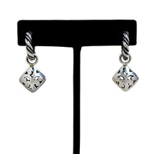 Twisted Sterling Hoops with Square Dangle Earring