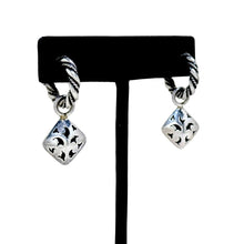 Twisted Sterling Hoops with Square Dangle Earring