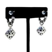 Twisted Sterling Hoops with Square Dangle Earring