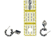 Twisted Sterling Hoops with Square Dangle Earring