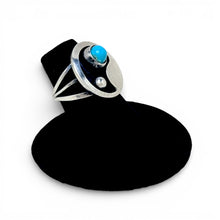 1970s Turquoise and Sterling Cut Away Ring Size 6 1/2