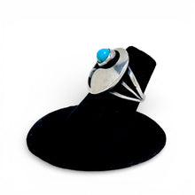 1970s Turquoise and Sterling Cut Away Ring Size 6 1/2