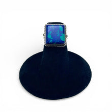 Square Azurite Sterling Ring Size 4 3/4
