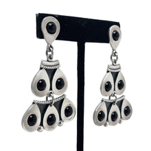 Taxco Sterling Onyx Large Articulated Earrings