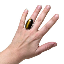 Huge Tigers Eye Sterling Ring Size 6 1/2