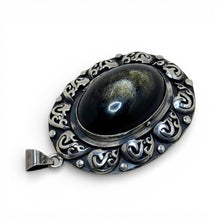 Sterling Gold Sheen Obsidian Secret Compartment Pendant