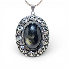 Sterling Gold Sheen Obsidian Secret Compartment Pendant