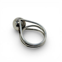 Modernist Sterling Sphere and Bar Ring Size 9 3/4