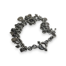 Huge Sterling Silver Charm Toggle Necklace