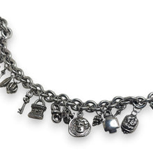 Huge Sterling Silver Charm Toggle Necklace