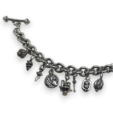 Huge Sterling Silver Charm Toggle Necklace