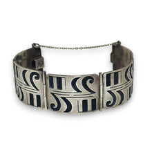 Vintage 1950s Taxco Overlay Hinged Panel Bracelet
