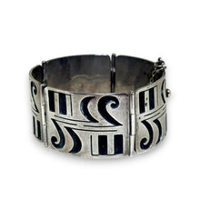 Vintage 1950s Taxco Overlay Hinged Panel Bracelet