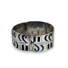 Vintage 1950s Taxco Overlay Hinged Panel Bracelet