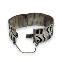 Vintage 1950s Taxco Overlay Hinged Panel Bracelet