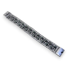 1960s Taxco Sterling Silver Wide Chain Bracelet with Turquoise