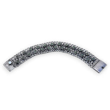 1960s Taxco Sterling Silver Wide Chain Bracelet with Turquoise