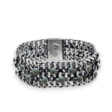 1960s Taxco Sterling Silver Wide Chain Bracelet with Turquoise