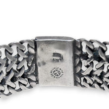 1960s Taxco Sterling Silver Wide Chain Bracelet with Turquoise