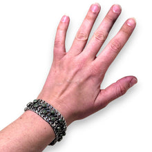 1960s Taxco Sterling Silver Wide Chain Bracelet with Turquoise