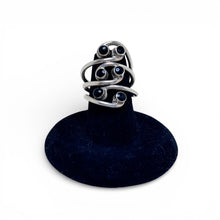 Sterling and Black Enamel Wrap Ring Size 7