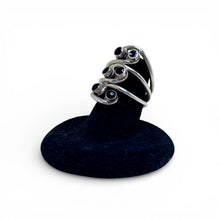 Sterling and Black Enamel Wrap Ring Size 7