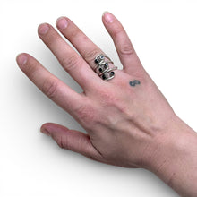 Sterling and Black Enamel Wrap Ring Size 7