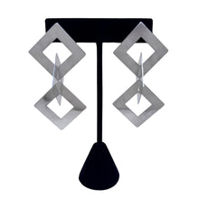 Sterling Silver Interlocking Square Drop Earrings