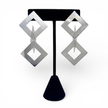 Sterling Silver Interlocking Square Drop Earrings