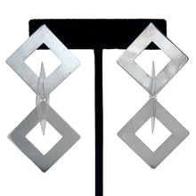 Sterling Silver Interlocking Square Drop Earrings