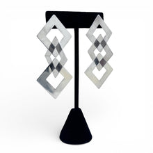Sterling Silver Interlocking Square Drop Earrings