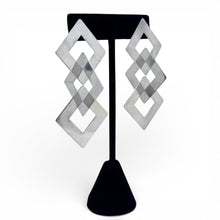 Sterling Silver Interlocking Square Drop Earrings