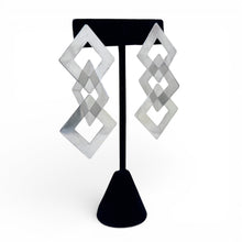 Sterling Silver Interlocking Square Drop Earrings