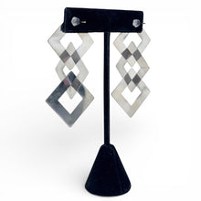 Sterling Silver Interlocking Square Drop Earrings