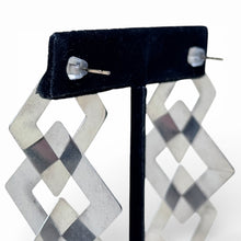 Sterling Silver Interlocking Square Drop Earrings