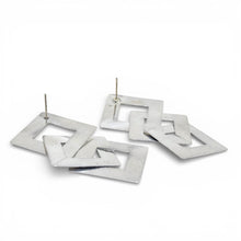 Sterling Silver Interlocking Square Drop Earrings