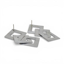 Sterling Silver Interlocking Square Drop Earrings