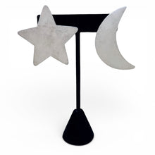Huge Sterling Star & Moon Earrings