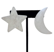 Huge Sterling Star & Moon Earrings