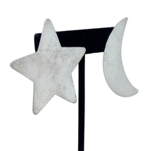 Huge Sterling Star & Moon Earrings