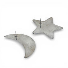 Huge Sterling Star & Moon Earrings