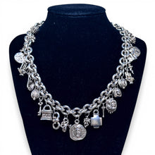 Huge Sterling Silver Charm Toggle Necklace