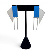 Taxco Sterling and Blue Enamel Modernist Dangle Earrings