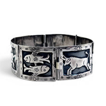Sterling Zodiac Taxco Panel Bracelet