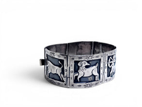 Sterling Zodiac Taxco Panel Bracelet